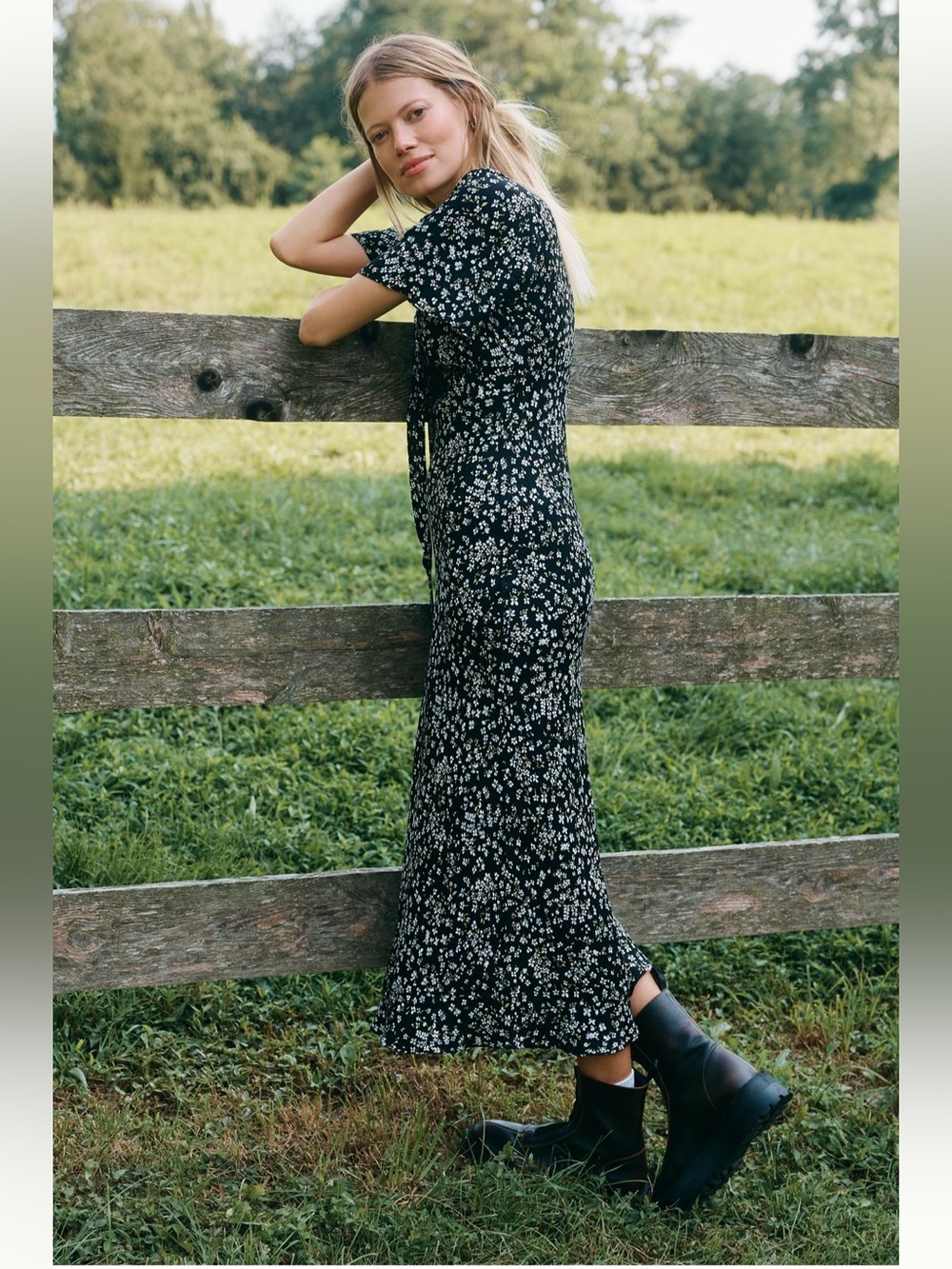 Reformation Tyra X Anthropologie Short Sleeve Tie Front Midi Dress NWT Size 2